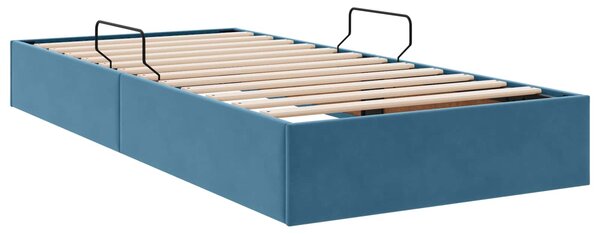 Otomanski krevet s pohranom Tamno plava 100 x 200 cm Baršun - Plava / 100 x 200 cm