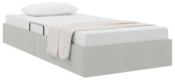 Otomanski krevet s pohranom Svjetlosiva 90 x 200 cm Baršun - Svjetlosiva / 90 x 200 cm