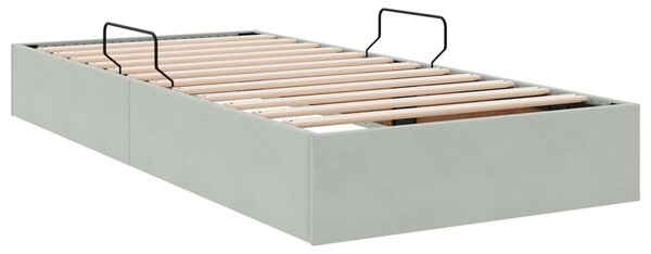 Otomanski krevet s pohranom Svjetlosiva 90 x 200 cm Baršun - Svjetlosiva / 90 x 200 cm