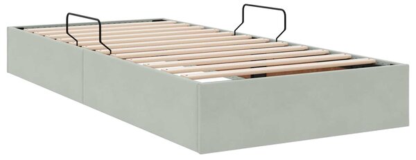 Otomanski krevet s pohranom Svjetlosiva 90 x 200 cm Baršun - Svjetlosiva / 90 x 200 cm