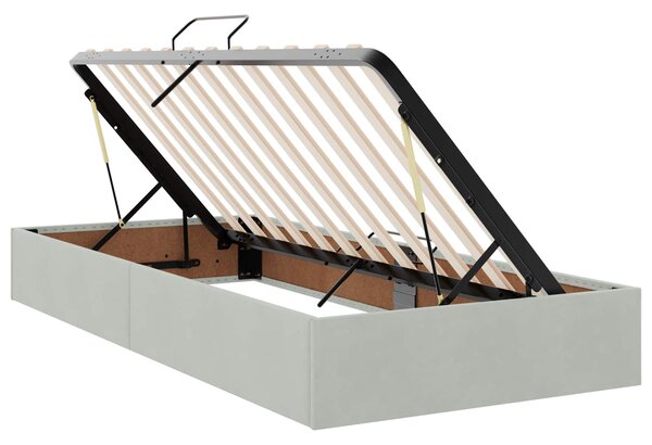 Otomanski krevet s pohranom Svjetlosiva 90 x 200 cm Baršun - Svjetlosiva / 90 x 200 cm