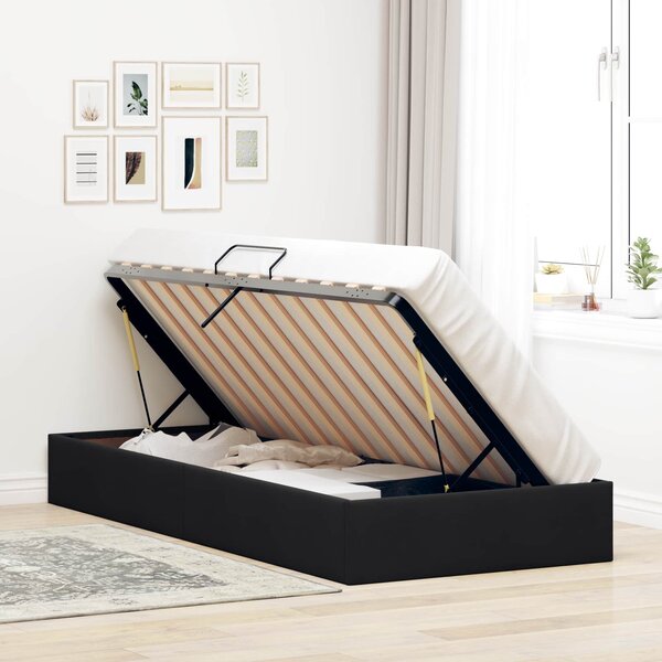 Otomanski krevet s pohranom Crna 100 x 200 cm Baršun - Crna / 100 x 200 cm