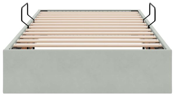 Otomanski krevet s pohranom Svjetlosiva 90 x 200 cm Baršun - Svjetlosiva / 90 x 200 cm