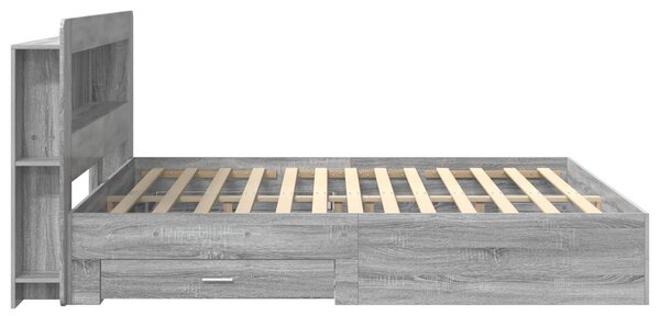Okvir kreveta s pohranom s uzglavljem Siva Sonoma 200 x 200 cm - Siva / 200 x 200 cm
