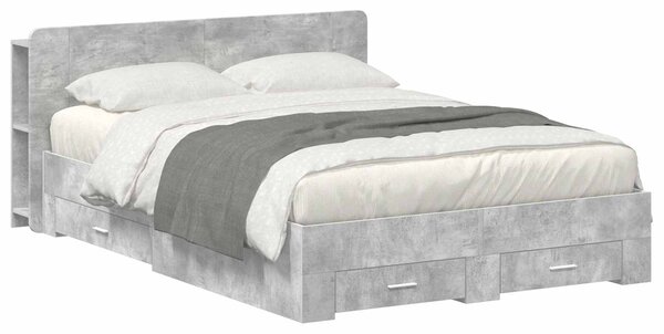 Okvir kreveta s pohranom Betonska siva 150 x 200 cm - Siva / 150 x 200 cm