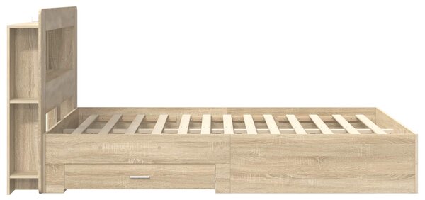 Okvir kreveta s pohranom s uzglavljem Hrast sonoma 150 x 200 cm - Smeđa / 150 x 200 cm