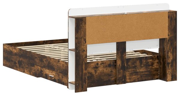 Okvir kreveta s pohranom Dimljeni hrast 150 x 200 cm - Smeđa / 150 x 200 cm