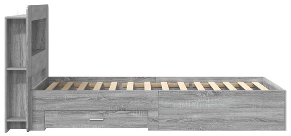 Okvir kreveta s pohranom s uzglavljem Siva Sonoma 90 x 200 cm - Siva / 90 x 200 cm