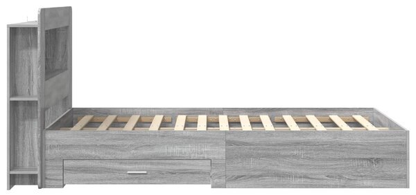 Okvir kreveta s pohranom s uzglavljem Siva Sonoma 120 x 190 cm - Siva / 120 x 190 cm