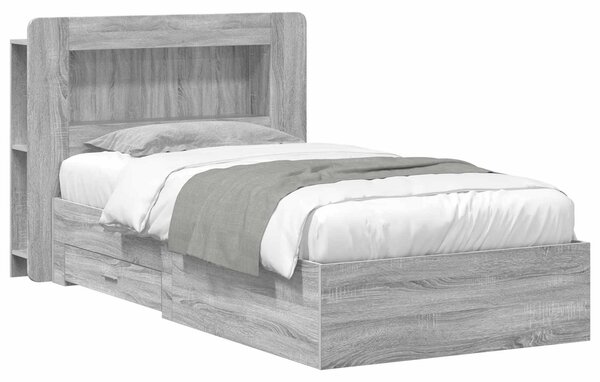Okvir kreveta s pohranom s uzglavljem Siva Sonoma 90 x 200 cm - Siva / 90 x 200 cm