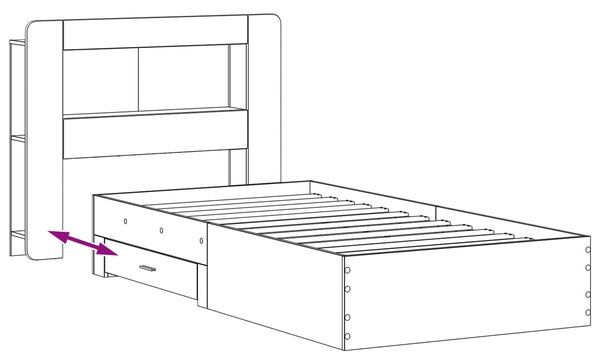 Okvir kreveta s pohranom s uzglavljem Hrast sonoma 100 x 200 cm - Smeđa / 100 x 200 cm