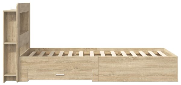 Okvir kreveta s pohranom s uzglavljem Hrast sonoma 100 x 200 cm - Smeđa / 100 x 200 cm