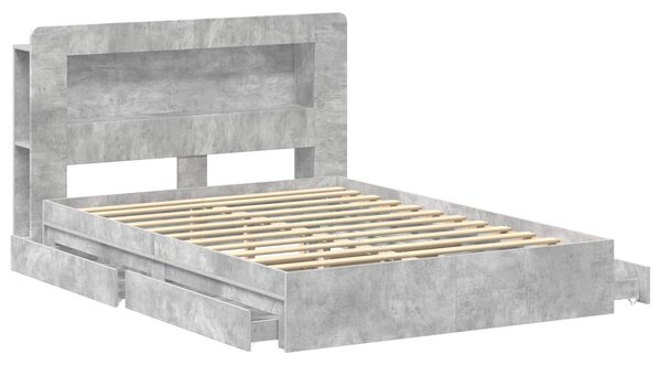 Okvir kreveta s pohranom s ladicama Betonska siva 150 x 200 cm - Siva / 150 x 200 cm