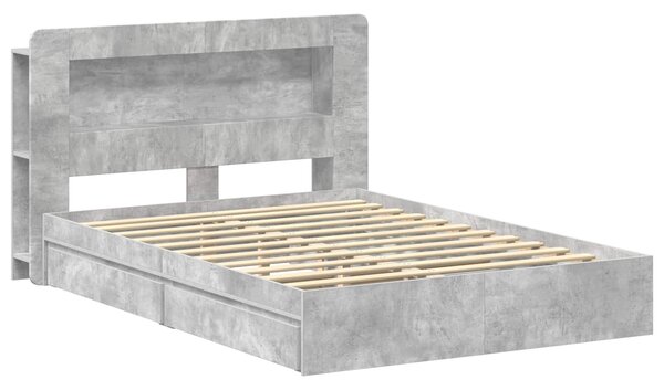 Okvir kreveta s pohranom s ladicama Betonska siva 150 x 200 cm - Siva / 150 x 200 cm