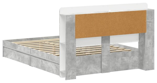 Okvir kreveta s pohranom s ladicama Betonska siva 150 x 200 cm - Siva / 150 x 200 cm
