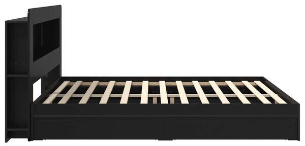 Okvir kreveta s pohranom Crna 200 x 200 cm Konstruirano drvo - Crna / 200 x 200 cm