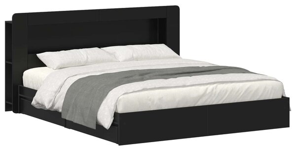 Okvir kreveta s pohranom Crna 200 x 200 cm Konstruirano drvo - Crna / 200 x 200 cm