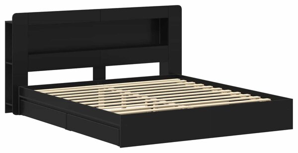 Okvir kreveta s pohranom Crna 200 x 200 cm Konstruirano drvo - Crna / 200 x 200 cm