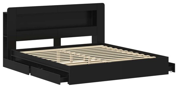 Okvir kreveta s pohranom Crna 200 x 200 cm Konstruirano drvo - Crna / 200 x 200 cm