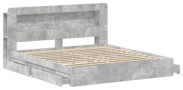 Okvir kreveta s pohranom s ladicama Betonska siva 200 x 200 cm - Siva / 200 x 200 cm