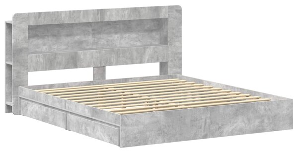 Okvir kreveta s pohranom s ladicama Betonska siva 200 x 200 cm - Siva / 200 x 200 cm