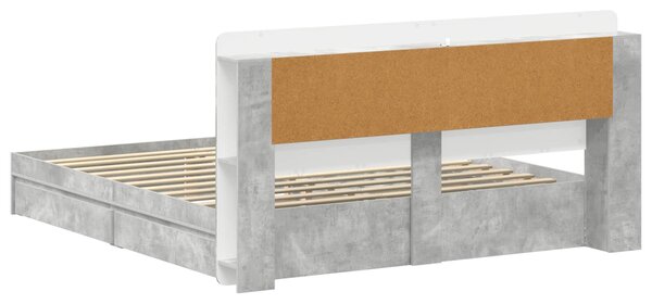 Okvir kreveta s pohranom s ladicama Betonska siva 200 x 200 cm - Siva / 200 x 200 cm
