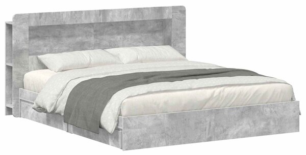 Okvir kreveta s pohranom s ladicama Betonska siva 200 x 200 cm - Siva / 200 x 200 cm