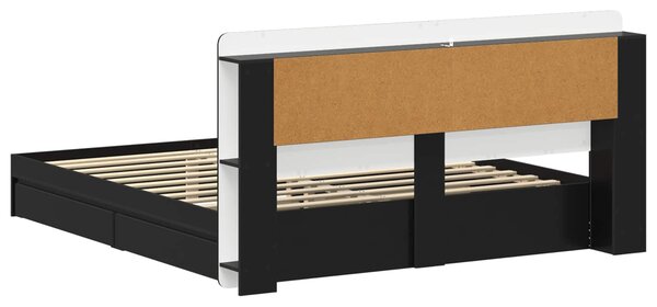 Okvir kreveta s pohranom Crna 200 x 200 cm Konstruirano drvo - Crna / 200 x 200 cm