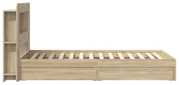 Okvir kreveta s pohranom s ladicama Hrast sonoma 75 x 190 cm - Smeđa / 75 x 190 cm