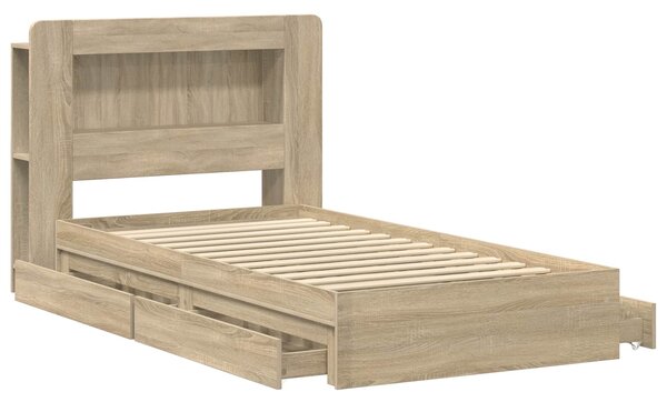 Okvir kreveta s pohranom s ladicama Hrast sonoma 75 x 190 cm - Smeđa / 75 x 190 cm