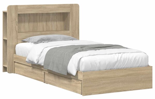 Okvir kreveta s pohranom s ladicama Hrast sonoma 75 x 190 cm - Smeđa / 75 x 190 cm