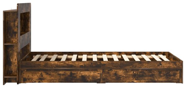 Okvir kreveta s pohranom s ladicama Dimljeni hrast 100 x 200 cm - Smeđa / 100 x 200 cm
