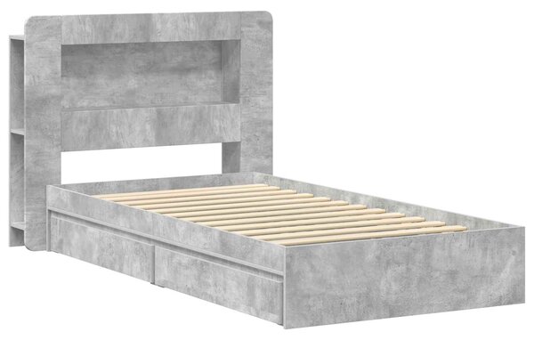 Okvir kreveta s pohranom s ladicama Betonska siva 90 x 190 cm - Siva / 90 x 190 cm