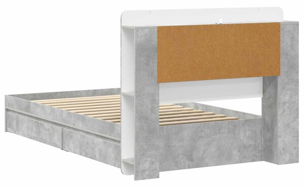 Okvir kreveta s pohranom s ladicama Betonska siva 90 x 190 cm - Siva / 90 x 190 cm