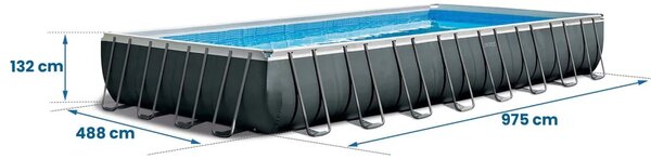 Vrtni bazen s okvirom 975 x 488 x 132 cm 17 u 1 INTEX 26374