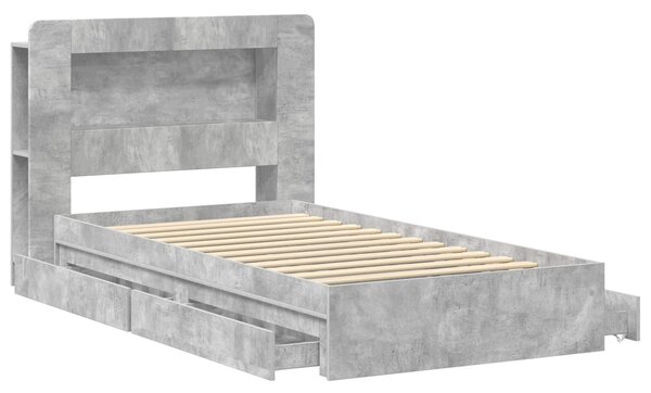Okvir kreveta s pohranom s ladicama Betonska siva 90 x 190 cm - Siva / 90 x 190 cm
