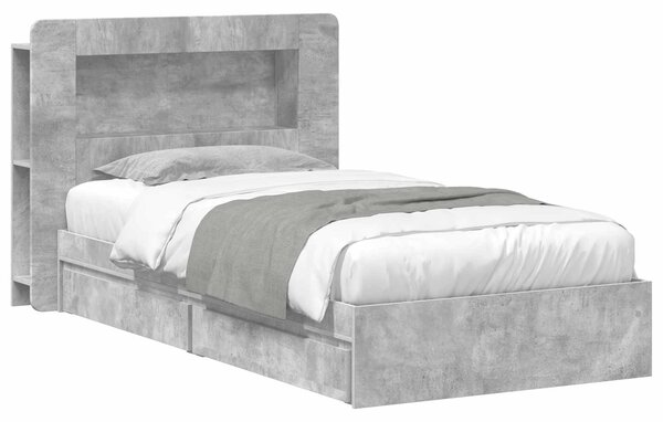 Okvir kreveta s pohranom s ladicama Betonska siva 90 x 190 cm - Siva / 90 x 190 cm