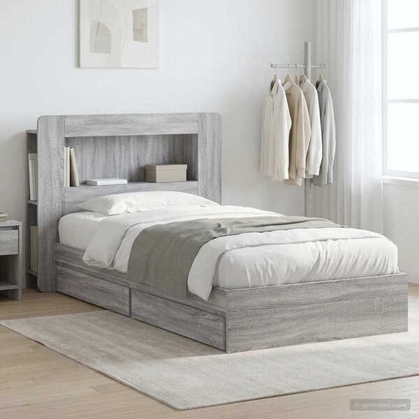 Okvir kreveta s pohranom s ladicama Siva Sonoma 75 x 190 cm - Siva / 75 x 190 cm
