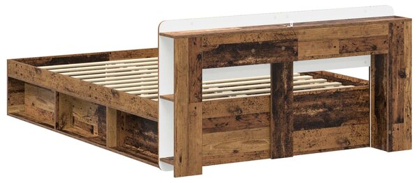 Okvir kreveta s pohranom s uzglavljem Staro drvo 150 x 200 cm - Smeđa / 150 x 200 cm