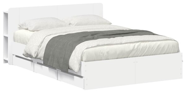 Okvir kreveta s pohranom Bijela 150 x 200 cm Konstruirano drvo - Bijela / 150 x 200 cm