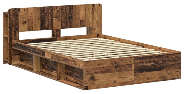 Okvir kreveta s pohranom s uzglavljem Staro drvo 150 x 200 cm - Smeđa / 150 x 200 cm