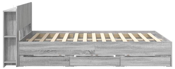 Okvir kreveta s pohranom s uzglavljem Siva Sonoma 150 x 200 cm - Siva / 150 x 200 cm