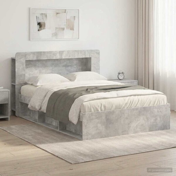 Okvir kreveta s pohranom Betonska siva 140 x 200 cm - Siva / 140 x 200 cm