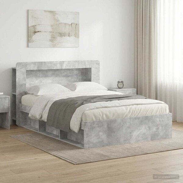 Okvir kreveta s pohranom Betonska siva 140 x 190 cm - Siva / 140 x 190 cm