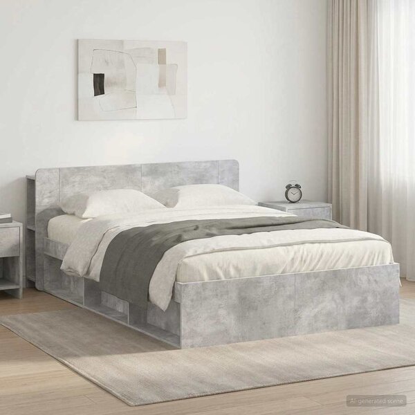 Okvir kreveta s pohranom Betonska siva 140 x 190 cm - Siva / 140 x 190 cm