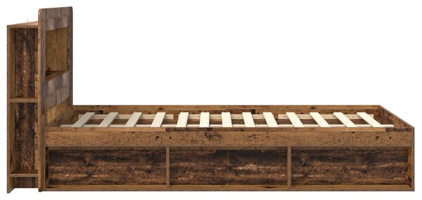 Okvir kreveta s pohranom s uzglavljem Staro drvo 120 x 200 cm - Smeđa / 120 x 200 cm