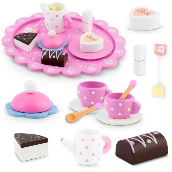 Drveni set za čaj Ricokids RK-869, 26,7 × 23,6 × 6,6 cm, crvena