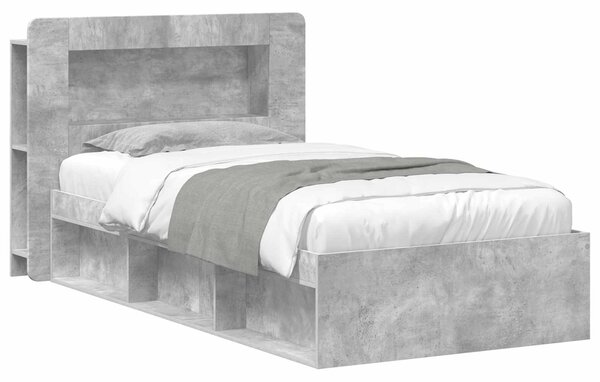 Okvir kreveta s pohranom s uzglavljem Betonska siva 75 x 190 cm - Siva / 75 x 190 cm