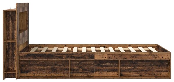 Okvir kreveta s pohranom s uzglavljem Staro drvo 90 x 200 cm - Smeđa / 90 x 200 cm