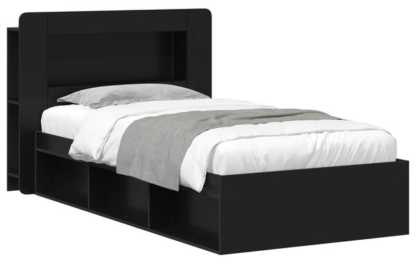 Okvir kreveta s pohranom Crna 100 x 200 cm Konstruirano drvo - Crna / 100 x 200 cm